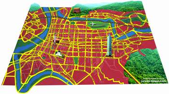 Taipei map 3D buildings red